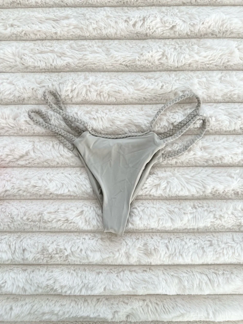 Frankie's Bikinis Braided Strap Bikini Bottom Gray